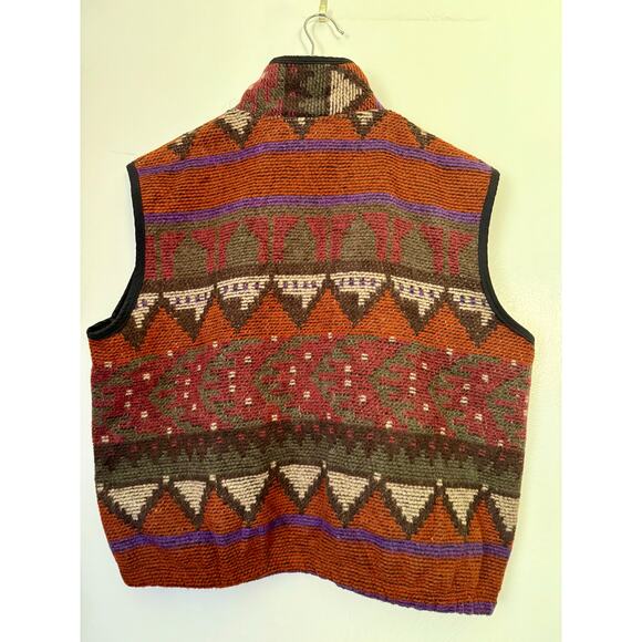 Vintage 90’s Cool Collection Orange Brown Zig Zag Soft Zip Up Sweater Vest XXL - Picture 2 of 4